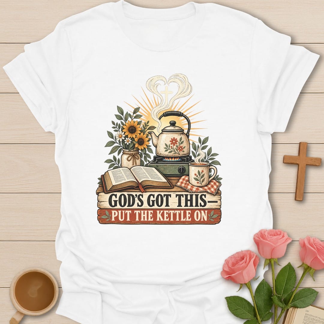 God's Got This t-shirt with reassuring lettering and faith-inspired design - White