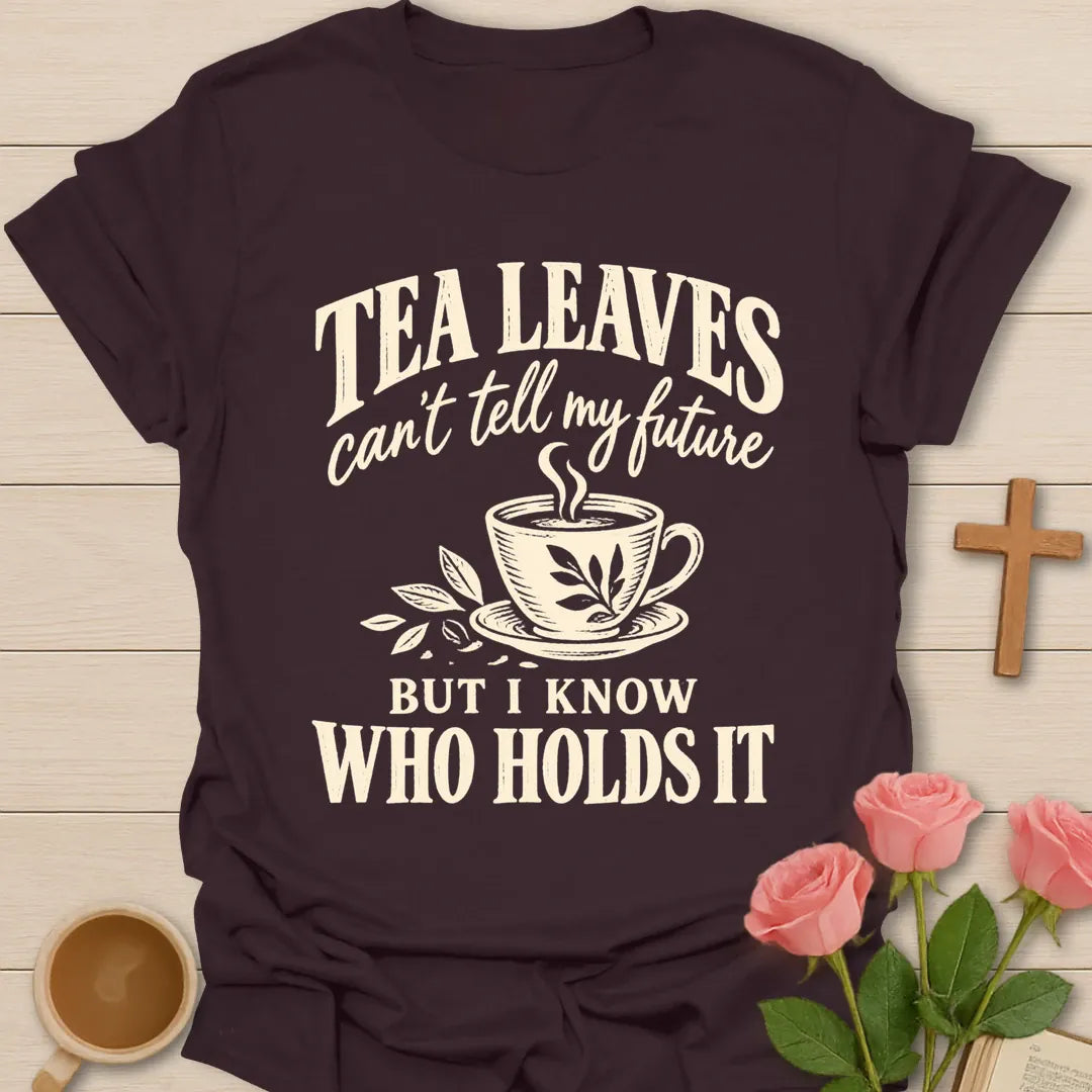Who Holds It Christian t-shirt with faith-inspired lettering and design - Dark Chocolate